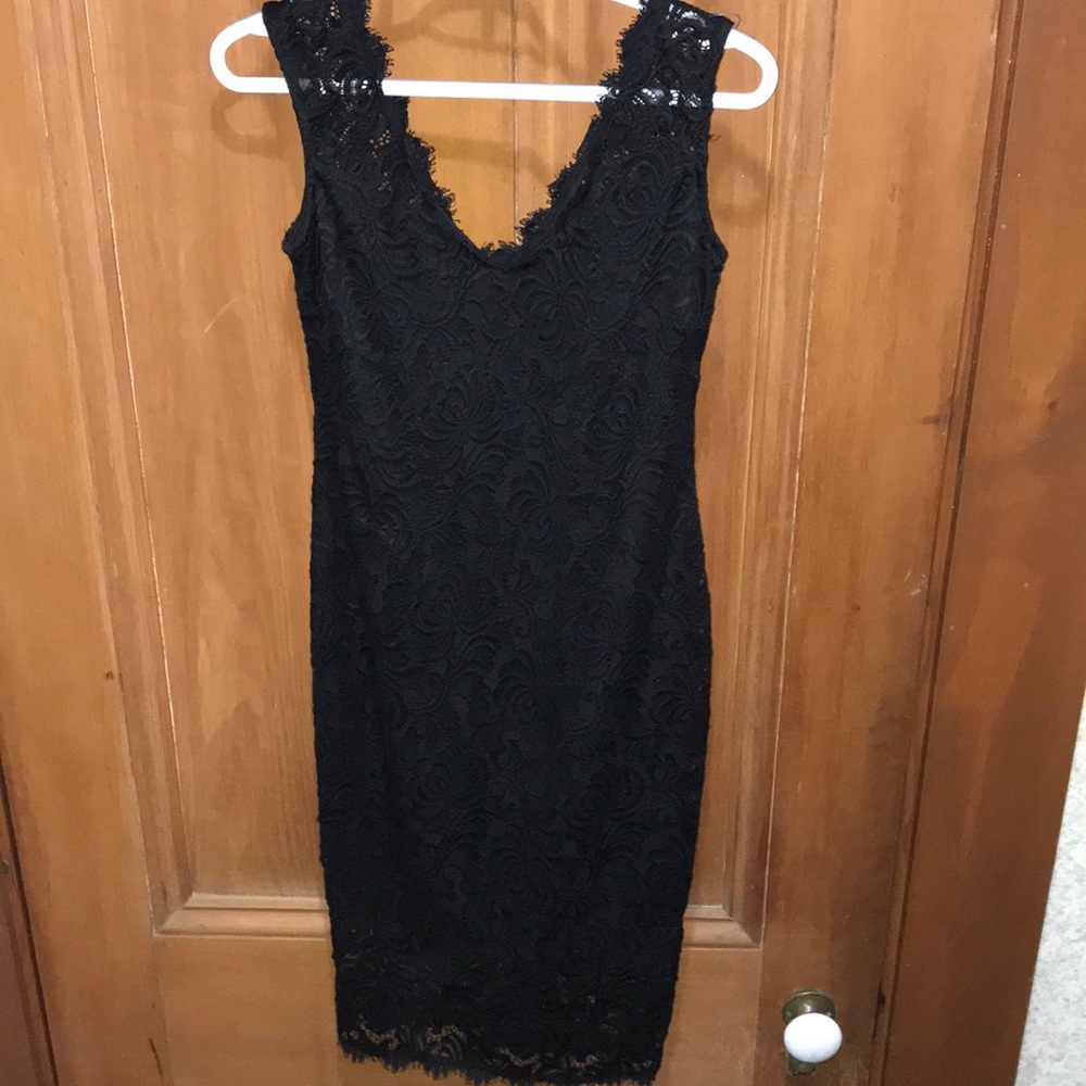 Black fitted lace Marina dress Small